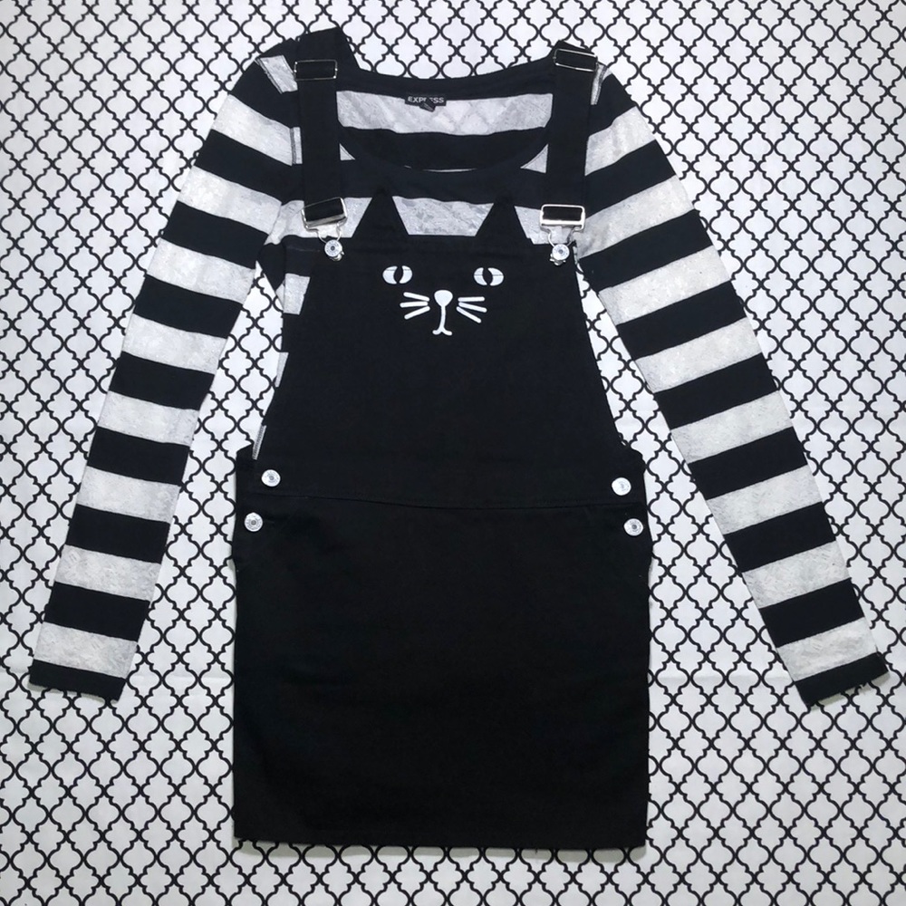 Spree Picky Cat Jumper & Express Striped Top Combo